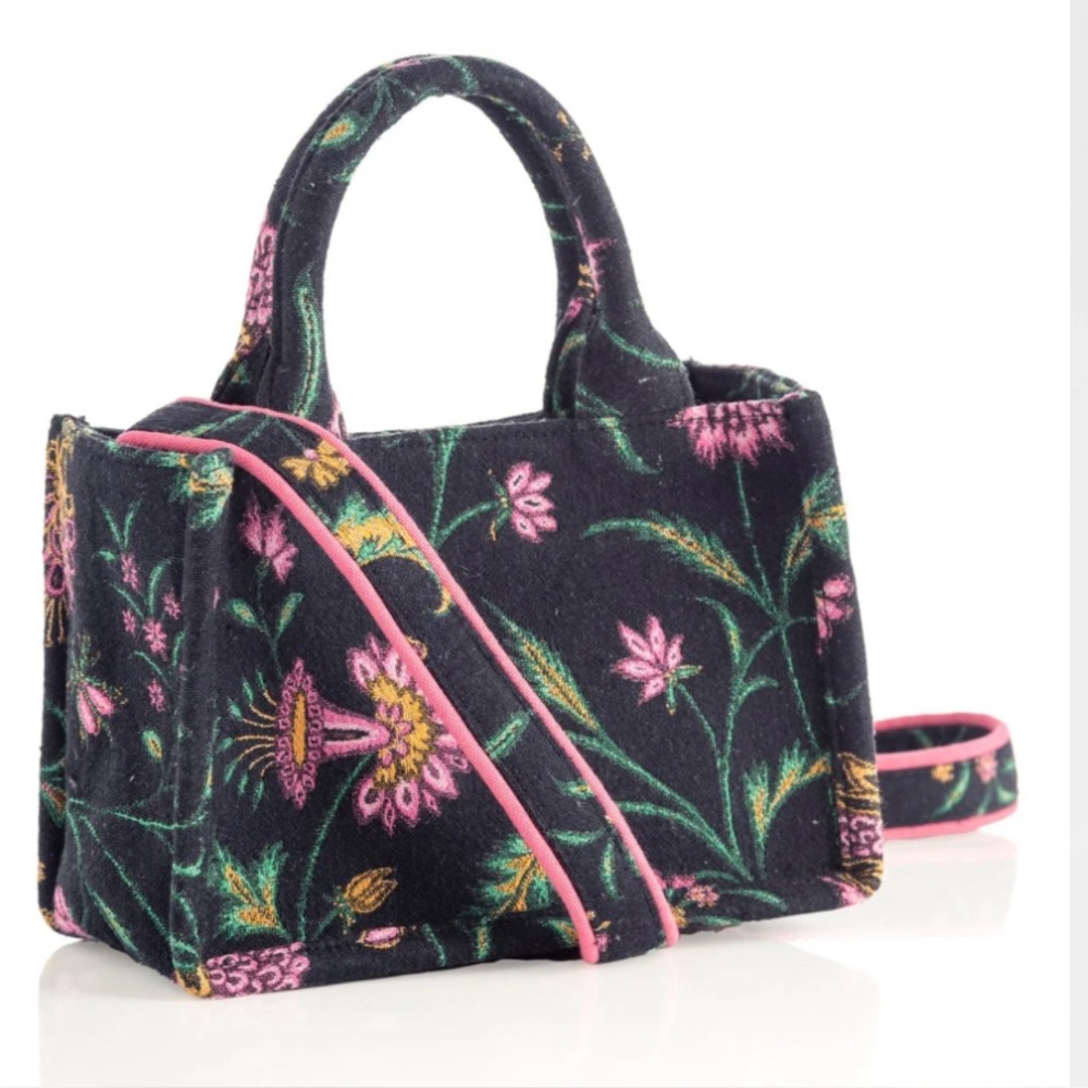 Shiraleah Karla Jacquard Mini Tote, black‎ Multi floral crossbody cotton new